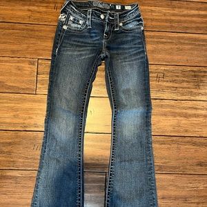 MISS ME Girls Jeans Book Cut Size 7 Rhinestone Embroidered Style: JK7620B2